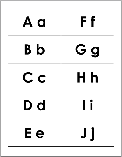Alphabet flashcards arranged around a learning station