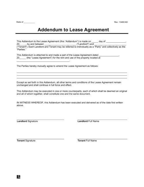 Template preview showing rental terms and signatures