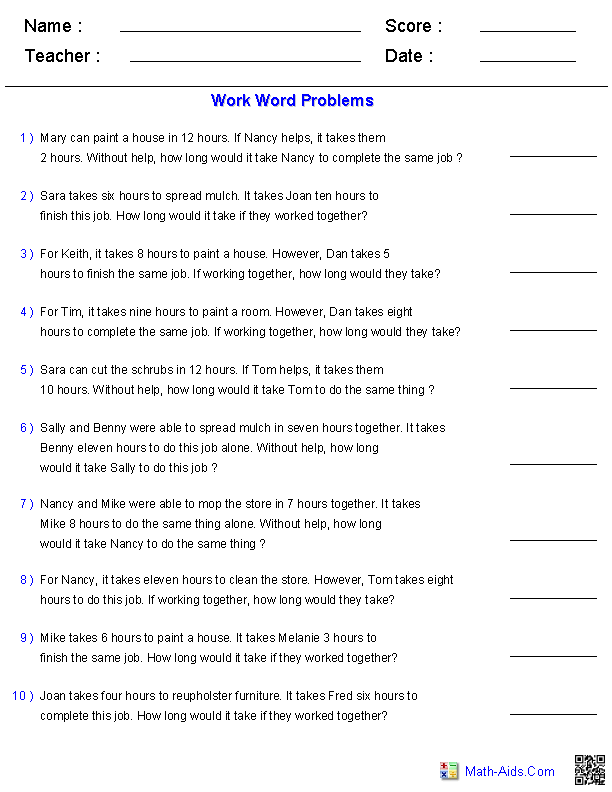 Teacher reviews printable math problems with students