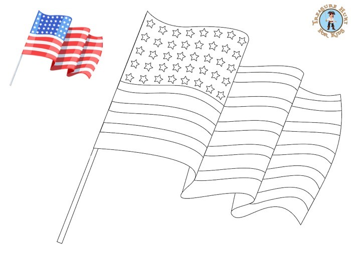 Coloring page with bold flag outlines