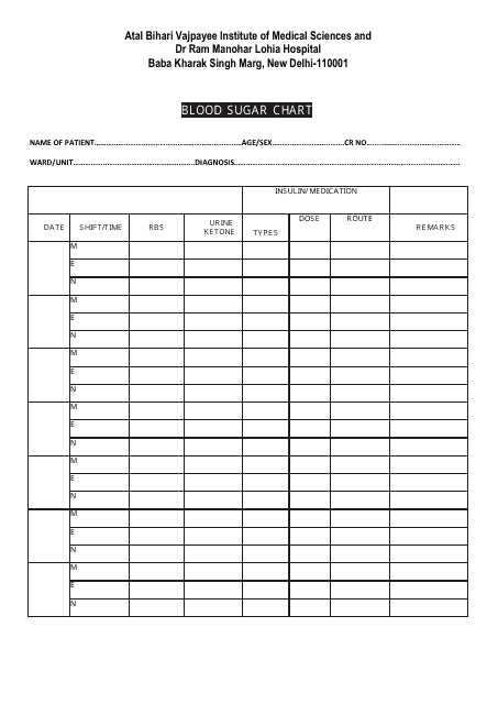 image alt text: Close-up blood sugar log grid