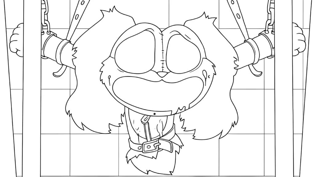 Dog illustration with bold outlines and generous margins