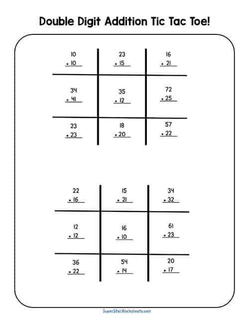 Teacher guiding a student through a two-digit addition worksheet with column alignment