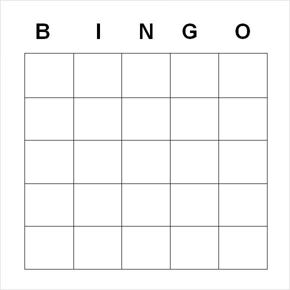 Blank bingo cards sheet ready for printing