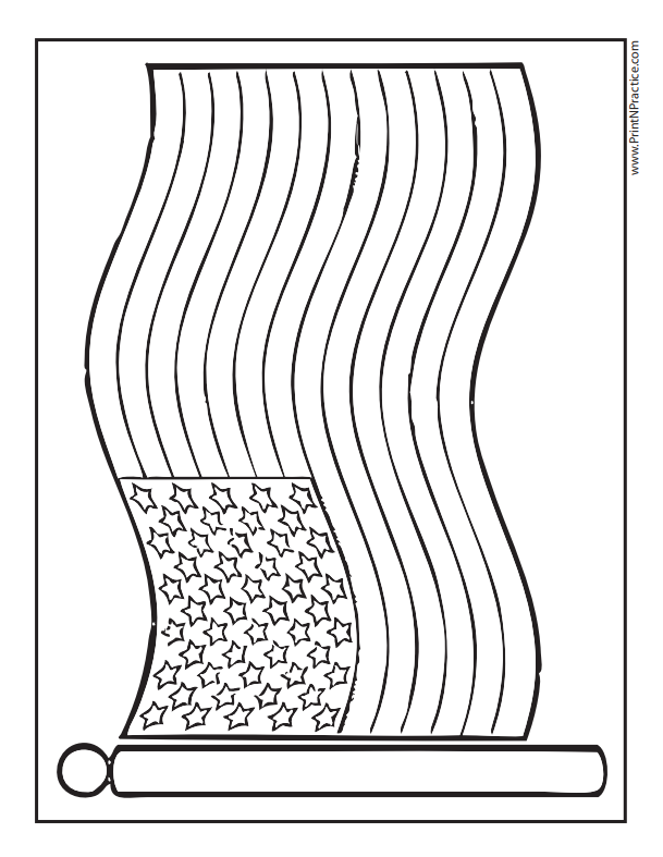 Table spread of flag books and crayons near coloring pages