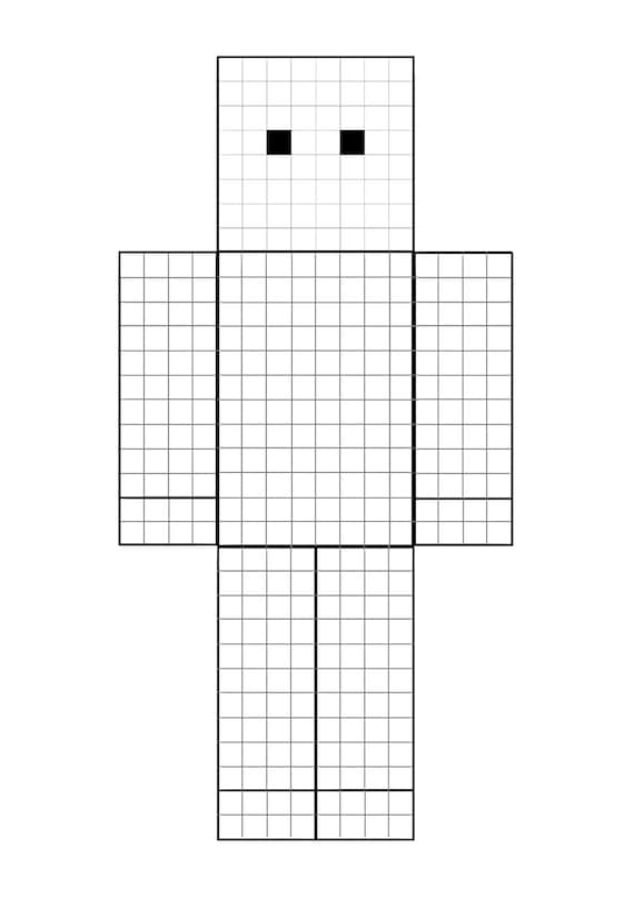 Child examines minecraft character coloring page with magnifying glass