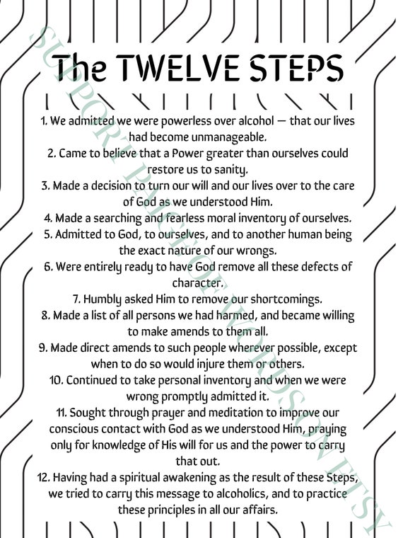 Close-up of a neatly arranged printable with twelve numbered steps