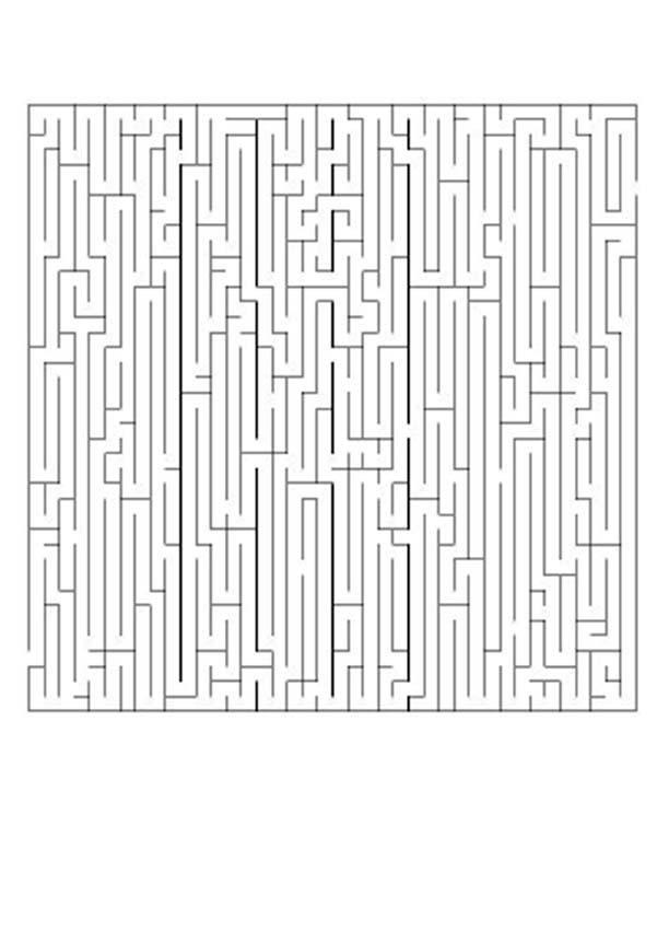 Sample hardest maze printable with bold route lines