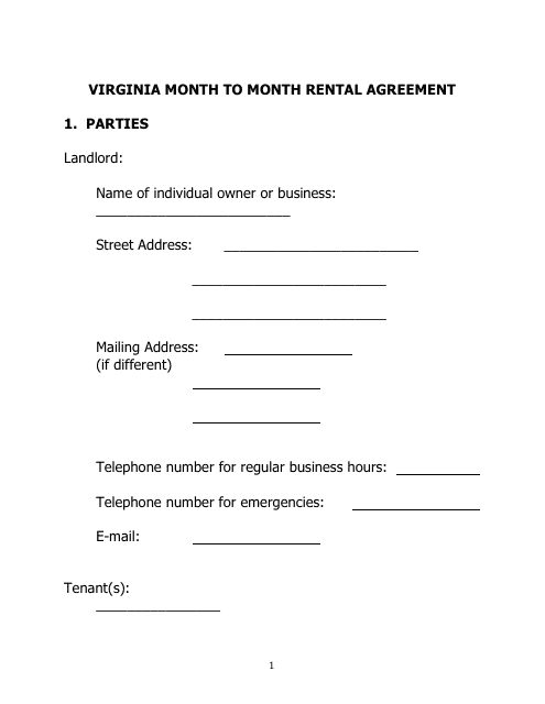 Front cover of rental agreement template