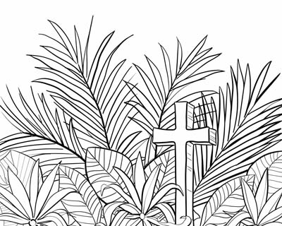 Colorful palm sunday cross printable displayed with scissors