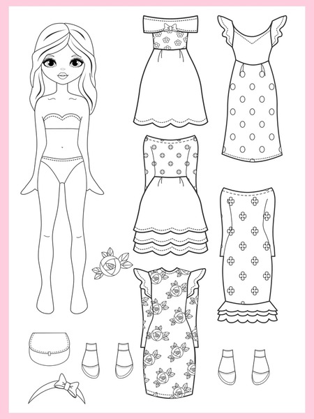 Kids coloring and cutting paper dolls together.