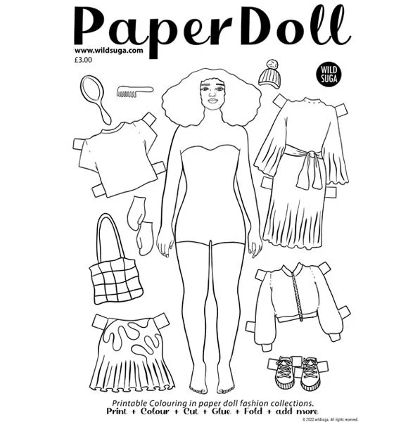 Outfits laid out on a table for selection.