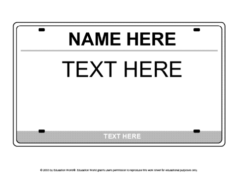 Laminated license plate worksheets ready for reuse