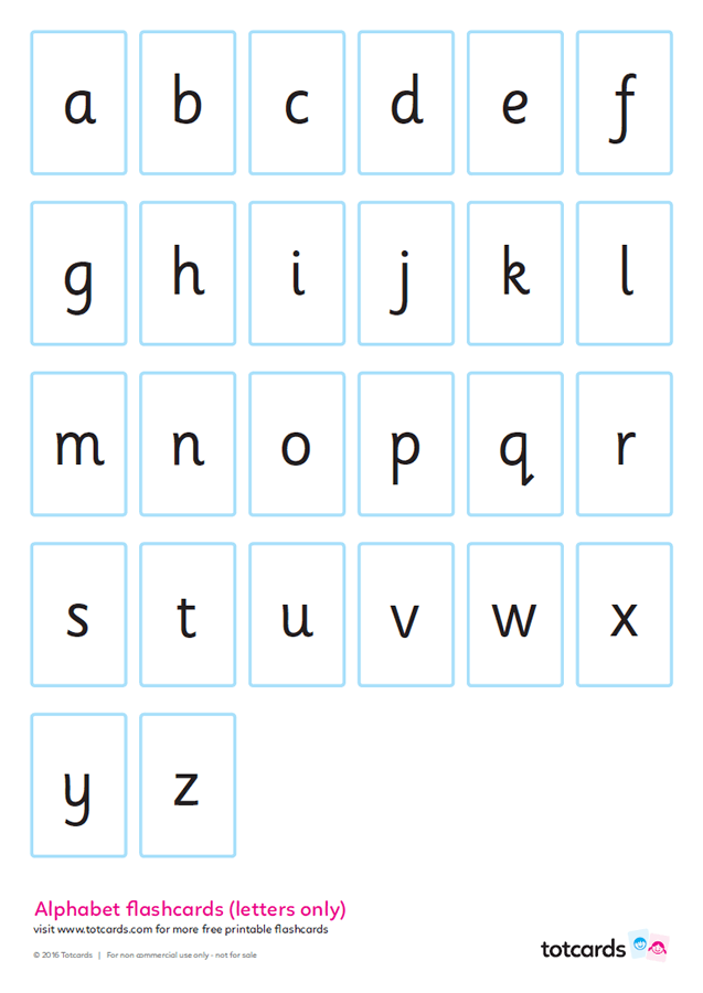 Color-coded letter flashcards laid out for group activity