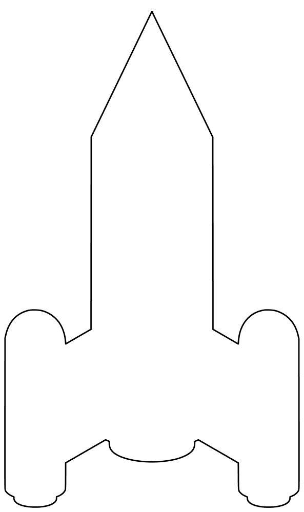 Desk view of a flat 3d rocket template printable