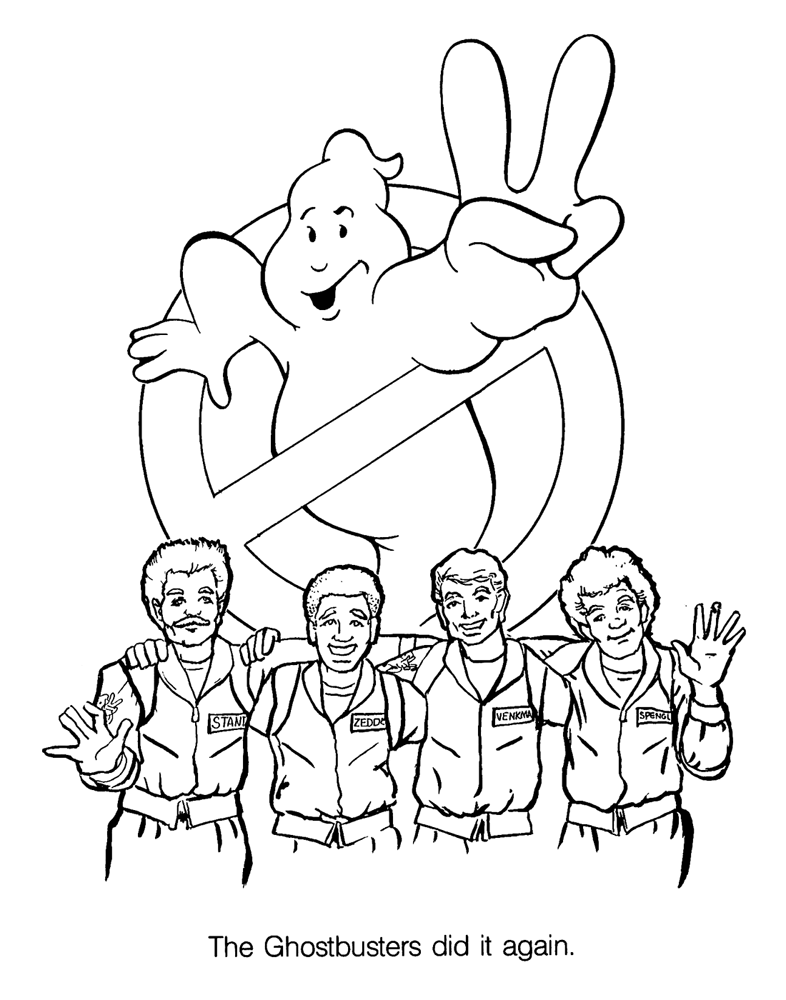 Family coloring together with Ghostbusters page spread