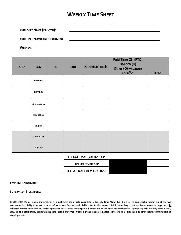 Instructor plans week using printable planner sheet